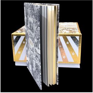 DIOR BlUE AND WHITE ANIMAL PRINT NOTEBOOK WITH GOLD DETAILS